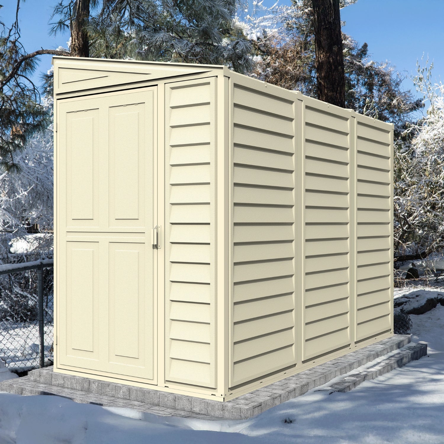 Kymax 4ft x 8ft Sidemate Plastic Vinyl Resin Outdoor Storage Shed With Foundation Kit 06625
