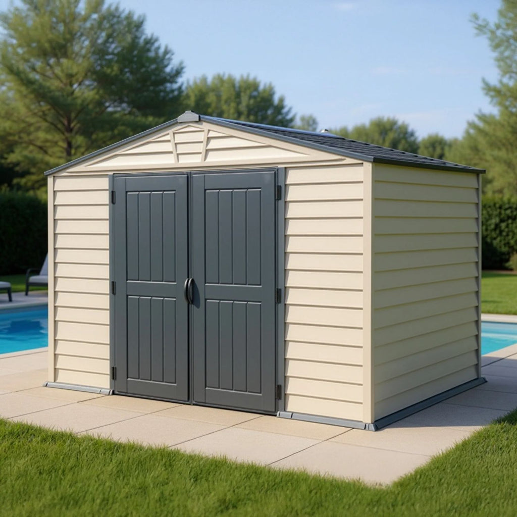 KyMax StoreMax Plus 10.5x8 Ft with Molded Floor Plastic Vinyl Storage Shed 30225