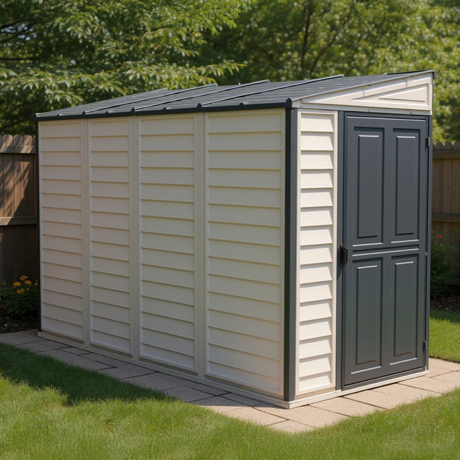 Kymax 4ft x 10ft Sidemate Plus Plastic Vinyl Resin Outdoor Storage Shed With Foundation Kit 36725