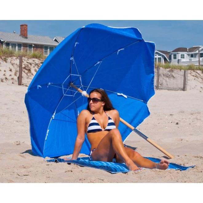 Kymsly Shade Star 6.5’ Beach Umbrella – Ash Wood Pole & Heavy-Duty Polyester Canopy