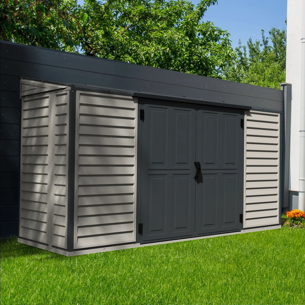 KyMax SideMate Plus Pro 10' x 4' Plastic Vinyl Outdoor Storage Shed with Double Doors 36825