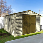 KyMax 10.5ft x 13ft Woodbridge Plus Plastic Vinyl Shed w/ Foundation Kit & Window 40234