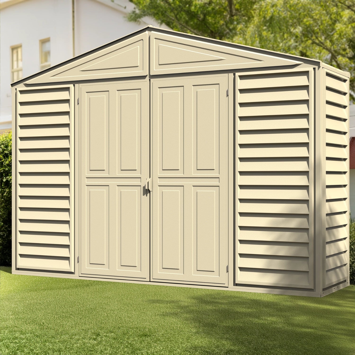 KyMax 10.5ft x 2.75ft SidePro Plastic Vinyl Shed with Foundation Kit 98001