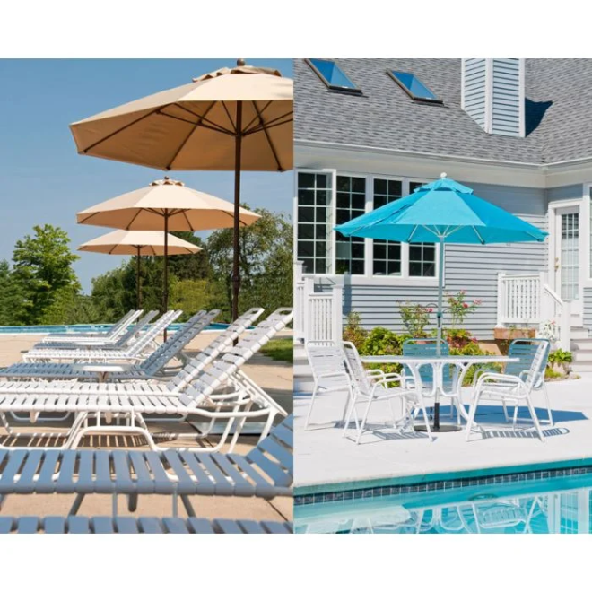Kymsly 7.5’ Market Umbrella – Fiberglass Frame with Sunbrella® Canopy & Pulley Lift