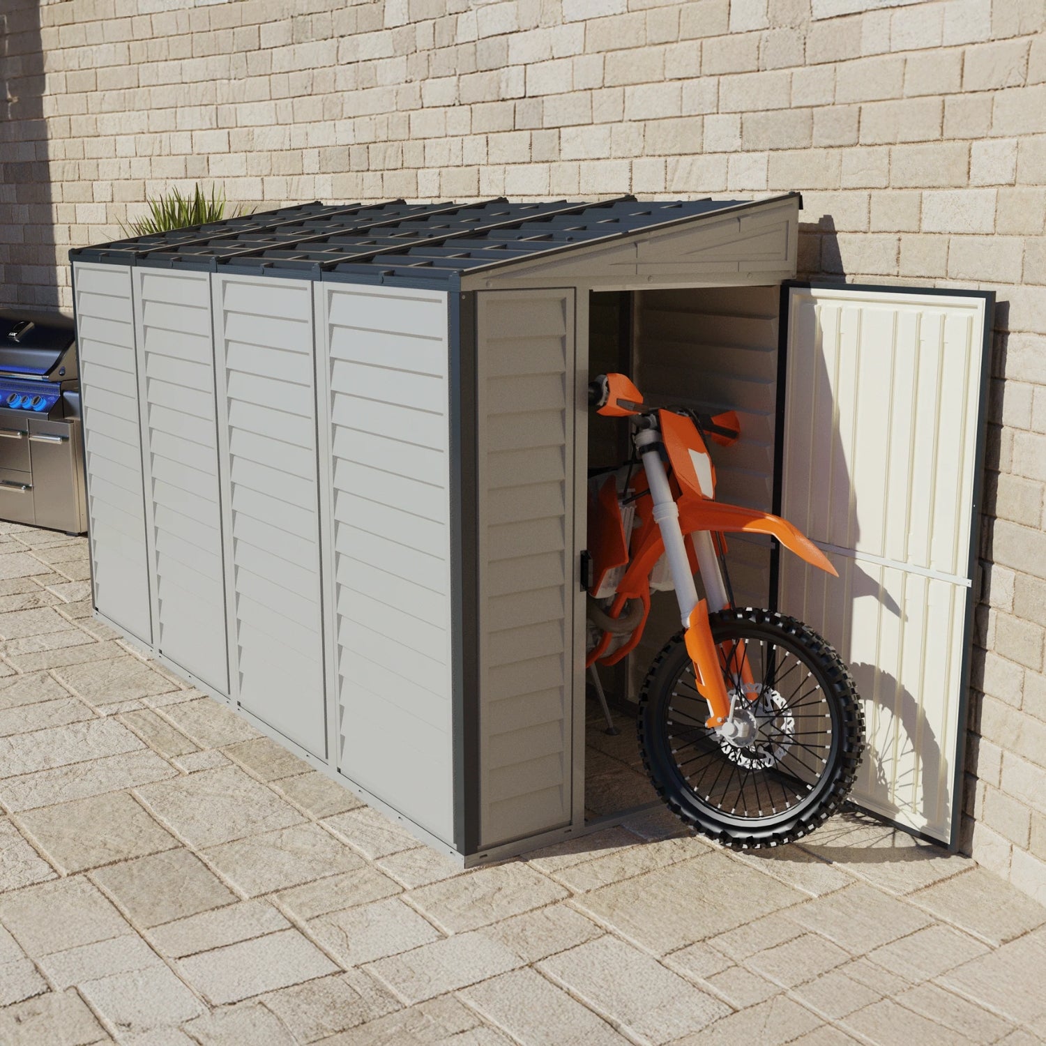 Kymax 4ft x 10ft Sidemate Plus Plastic Vinyl Resin Outdoor Storage Shed With Foundation Kit 36725