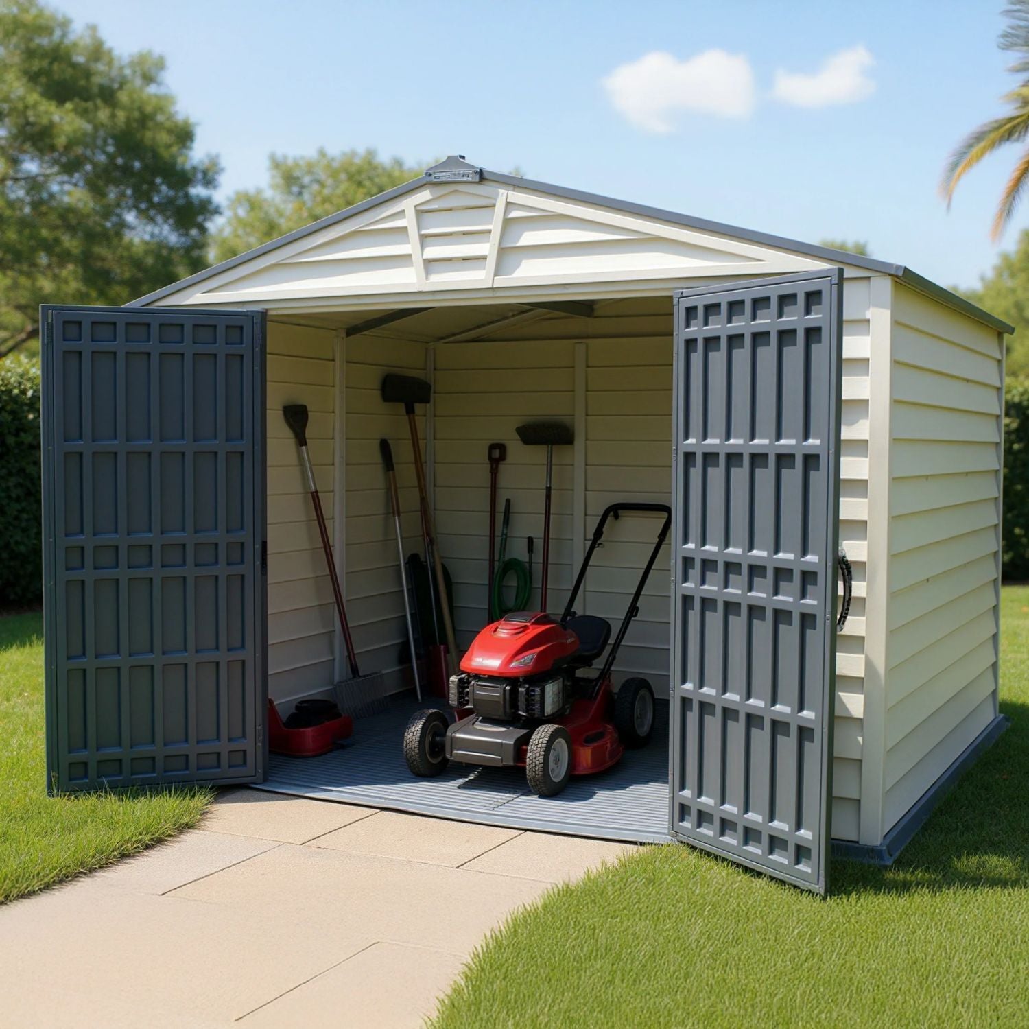 KyMax StoreMax Plus 10.5x8 Ft with Molded Floor Plastic Vinyl Storage Shed 30225