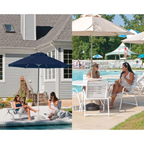 Kymsly 7.5’ Market Umbrella – Fiberglass Frame with Sunbrella® Canopy & Pulley Lift