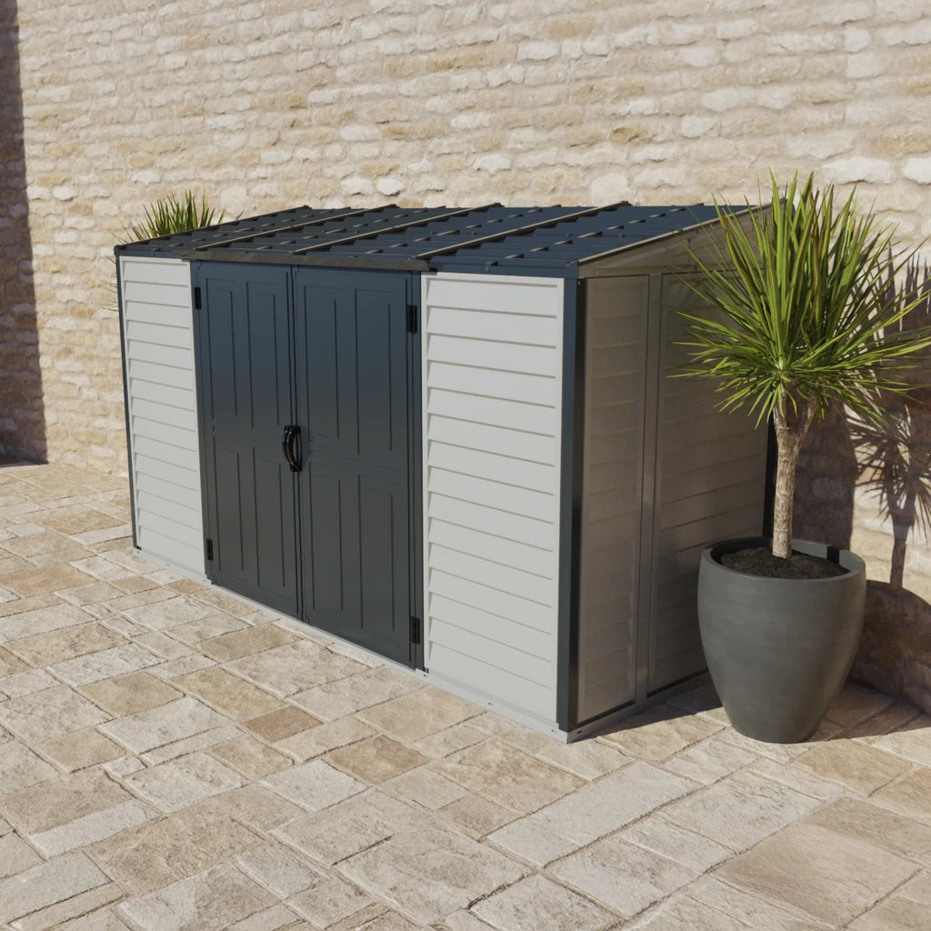 KyMax SideMate Plus Pro 10' x 4' Plastic Vinyl Outdoor Storage Shed with Double Doors 36825