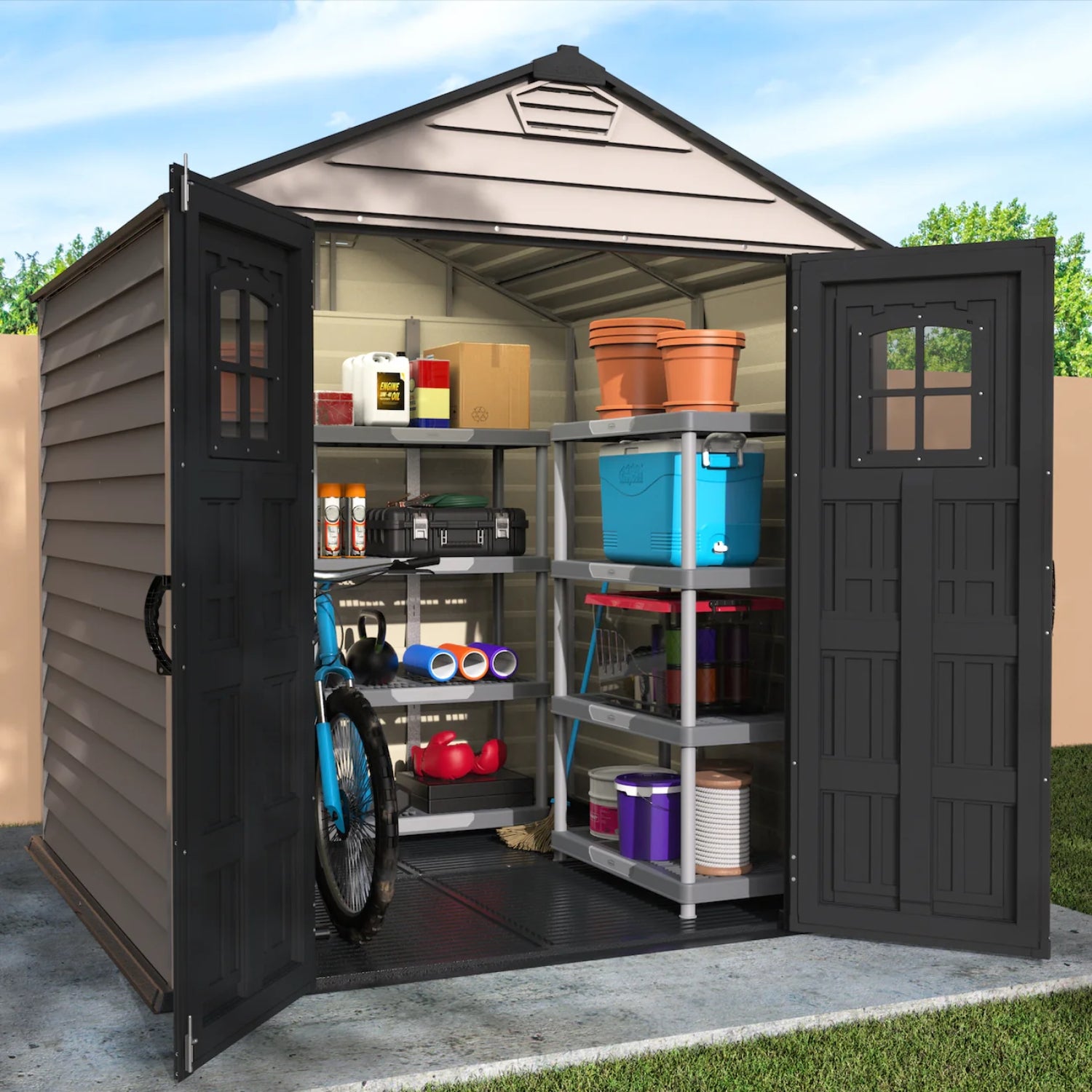 KyMax 7ft x 7ft StoreMax Plus Plastic Vinyl Shed with Molded Floor 30325