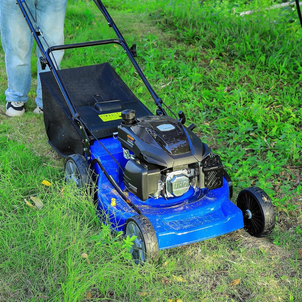 Hykolity Self Propelled Lawn Mower 21" 201cc Gas Push Lawnmower with 8-Position Height Adjustment 3-in-1 Side Discharge Walk Behind Grass Cutting