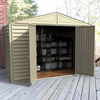 KyMax 10.5ft x 5ft Woodbridge Plastic Vinyl Shed with Foundation Kit 00283
