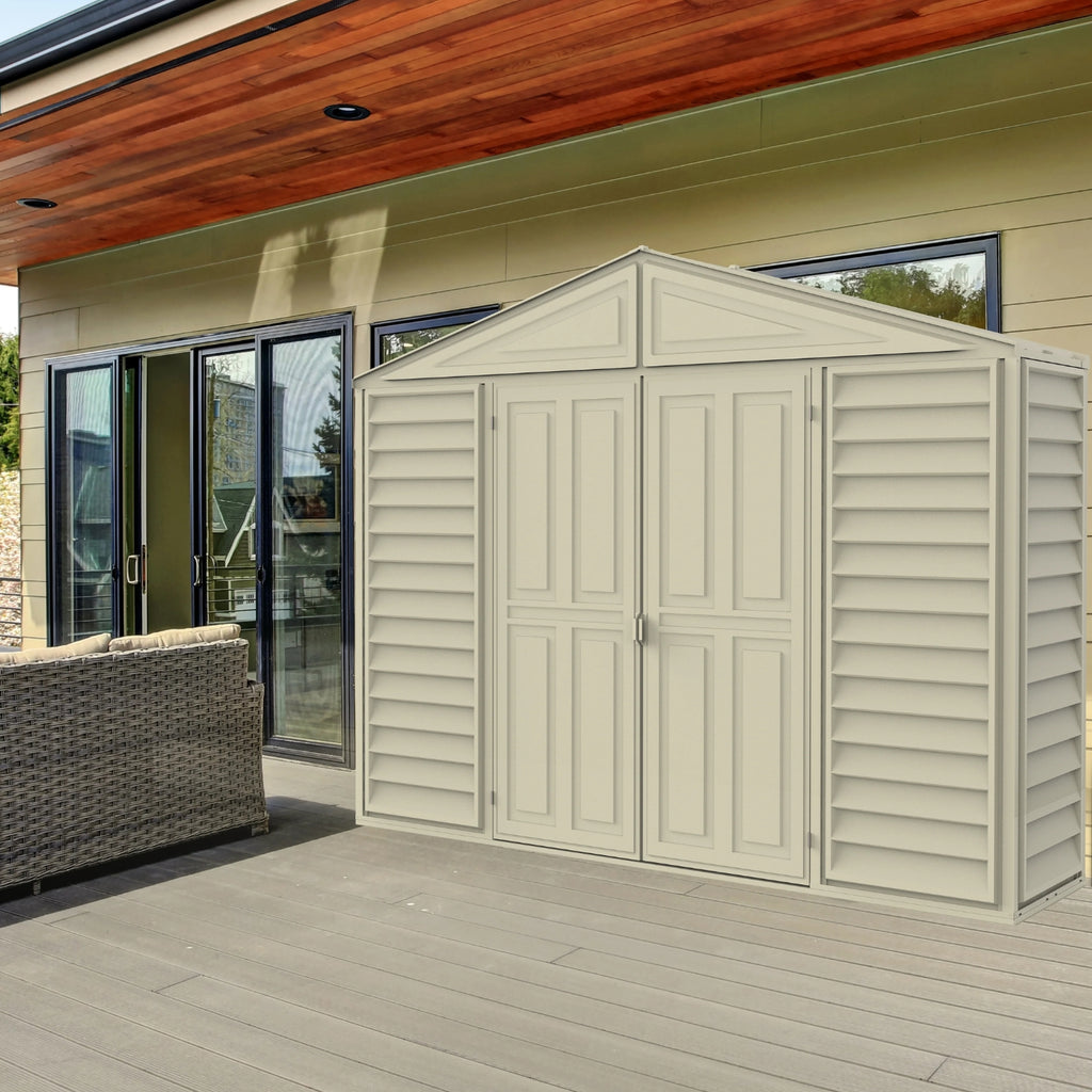 KyMax 10.5ft x 2.75ft SidePro Plastic Vinyl Shed with Foundation Kit 98001