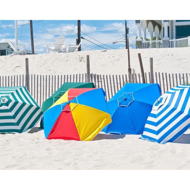 Kymsly Shade Star 6.5’ Beach Umbrella – Ash Wood Pole & Heavy-Duty Polyester Canopy
