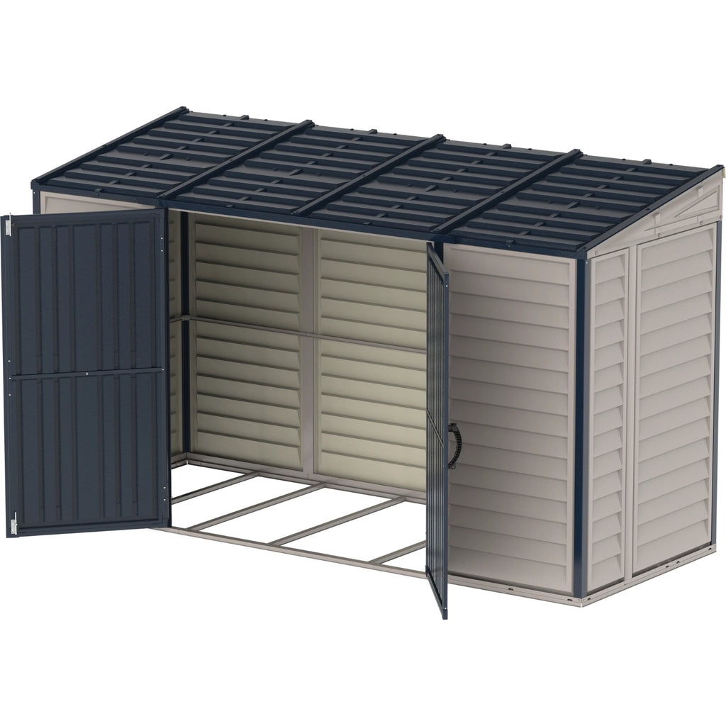 KyMax SideMate Plus Pro 10' x 4' Plastic Vinyl Outdoor Storage Shed with Double Doors 36825