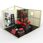 KyMax 10.5 ft x 8ft Woodbridge Plus Plastic Vinyl Shed w/ Foundation Kit & Window 40214