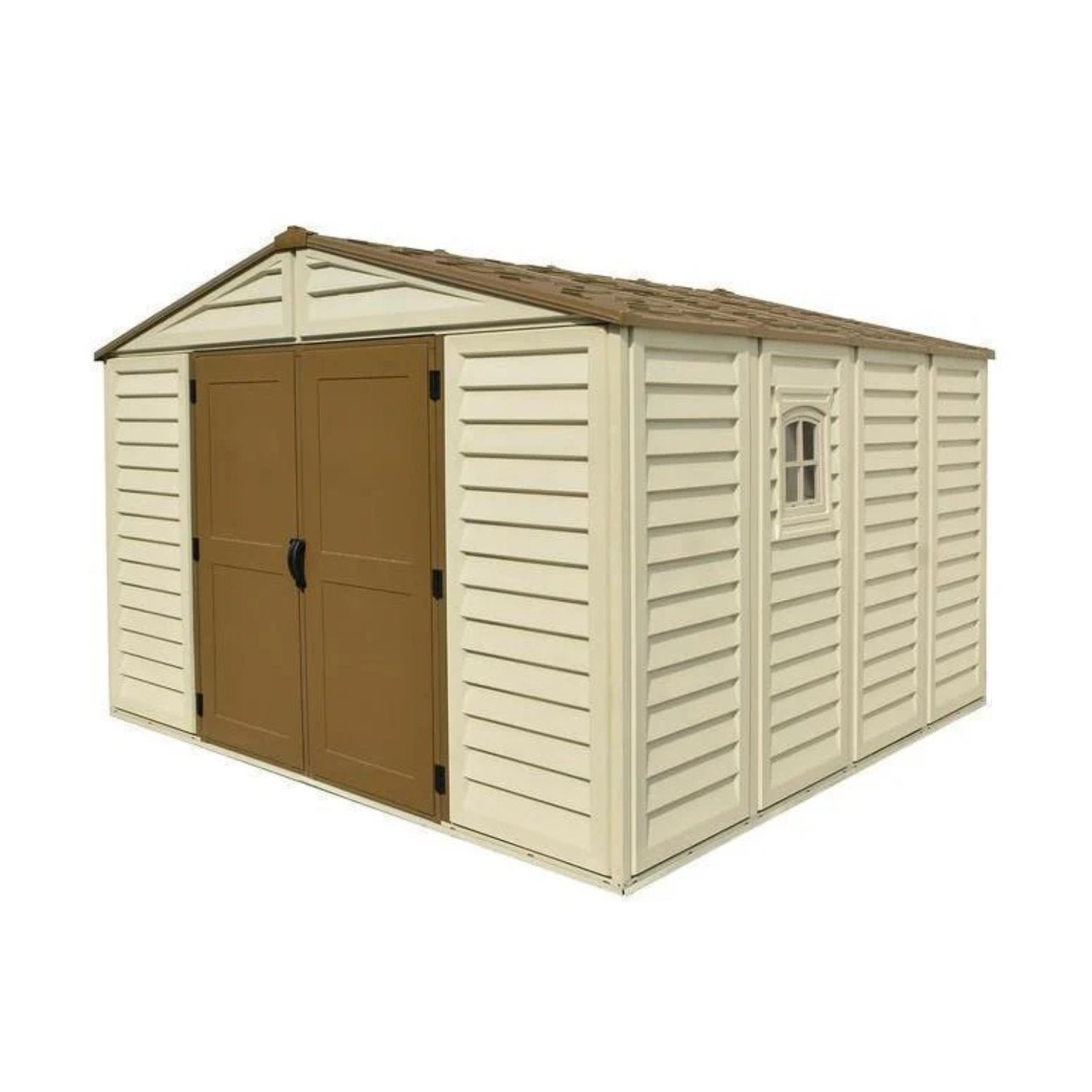 KyMax 10.5ft x 13ft Woodbridge Plus Plastic Vinyl Shed w/ Foundation Kit & Window 40234