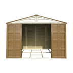 KyMax 10.5 ft x 8ft Woodbridge Plus Plastic Vinyl Shed w/ Foundation Kit & Window 40214