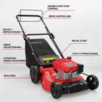 PowerSmart 21" 170CC Self-Propelled Gas Lawn Mower, with 10" rear wheels