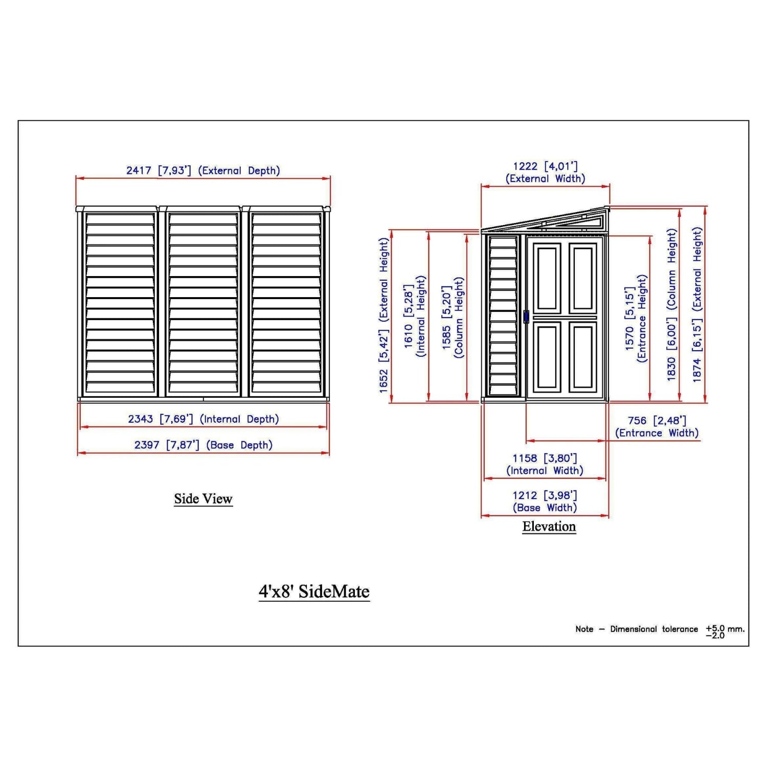 Kymax 4ft x 8ft Sidemate Plastic Vinyl Resin Outdoor Storage Shed With Foundation Kit 06625