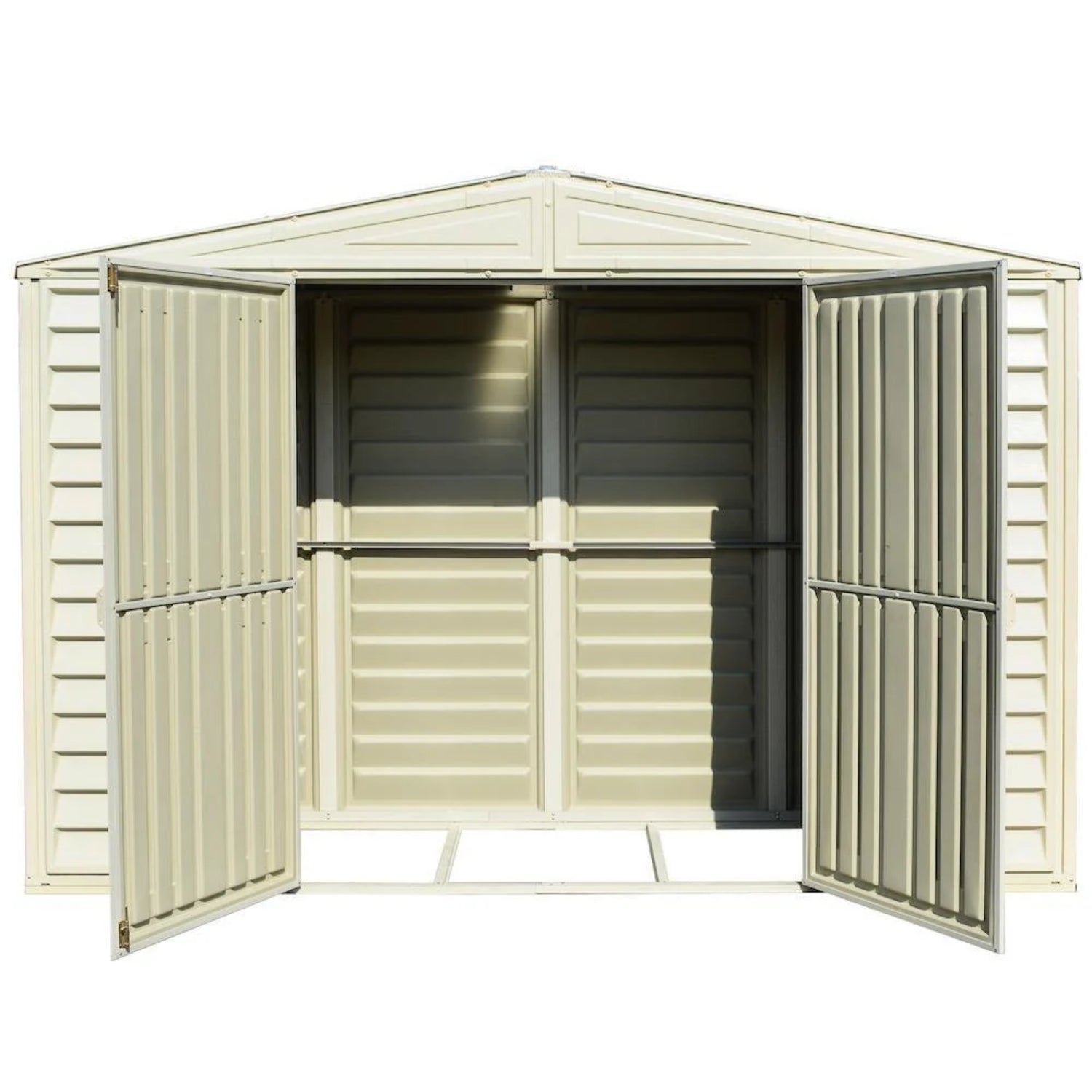 KyMax 10.5ft x 5ft Woodbridge Plastic Vinyl Shed with Foundation Kit 00283