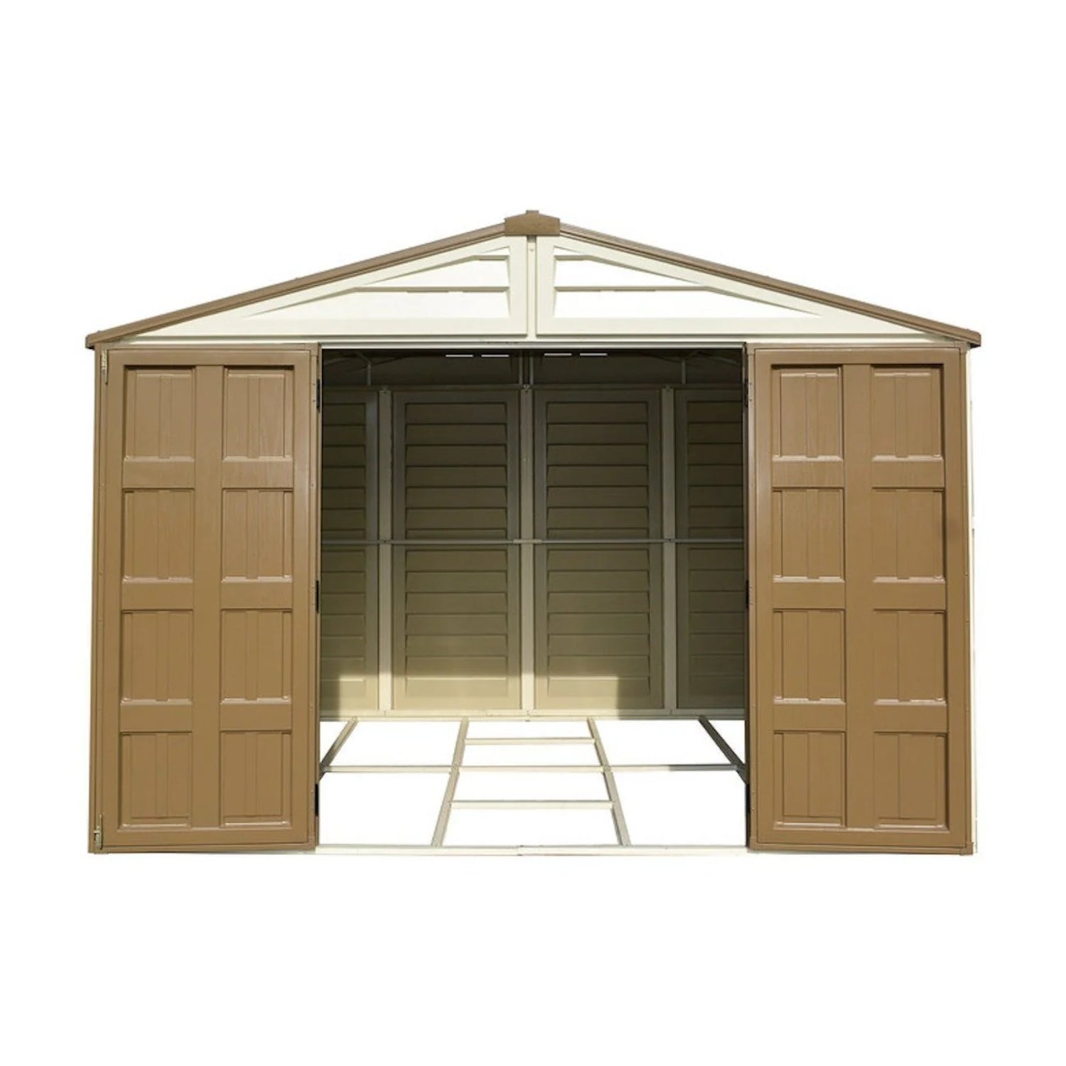KyMax 10.5ft x 13ft Woodbridge Plus Plastic Vinyl Shed w/ Foundation Kit & Window 40234