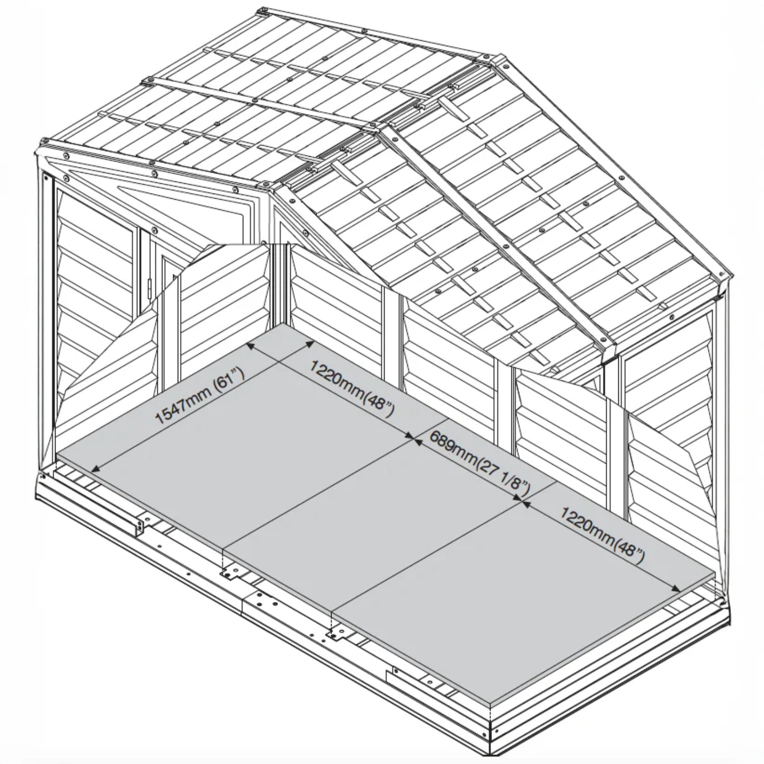 KyMax 10.5ft x 5ft Woodbridge Plastic Vinyl Shed with Foundation Kit 00283